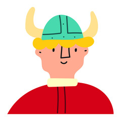 Young Viking icon. Vector Illustration.
