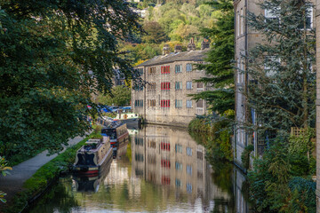 Beautiful shot of Hebden, bridge Canal