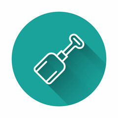 White line Shovel toy icon isolated with long shadow background. Green circle button. Vector