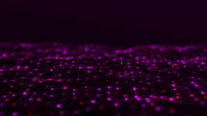 Futuristic technology wave. Digital cyberspace. Abstract wave with moving particles on background. Big data analytics. 3d rendering.