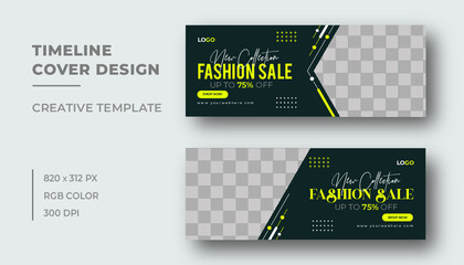 Fashion sale social media facebook cover banner template, Web banner timeline template. Big sale facebook cover page design, web banner for product sale, mega sale banner template