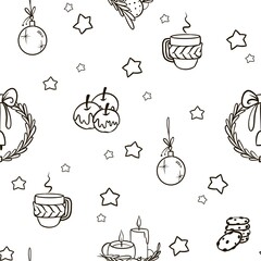 Christmas seamless pattern. Graphic design for fabric, textile, wallpaper and packaging 