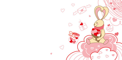 Enamored bunny. San Valentine's Day. Card. Invitation. Vector illustration