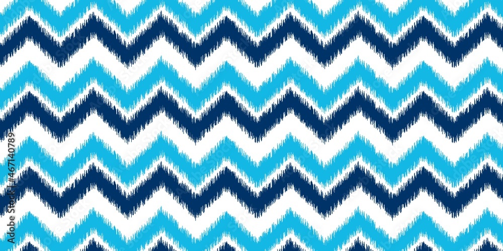 Wall mural Tribal Ethnic Pattern Woven Swatches Geometric Blue Triangle Vector Background Design for Motif Print, or Backdrop.