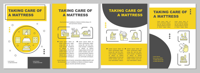 Careful mattress maintenance brochure template. Instruction. Flyer, booklet, leaflet print, cover design with linear icons. Vector layouts for presentation, annual reports, advertisement pages
