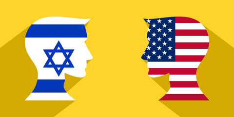 face to face concept. usa vs israel. vector illustration