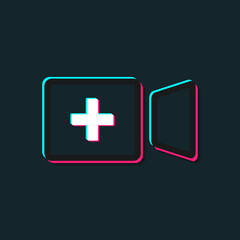 Obraz premium Add video camera. Camcorder with plus icon. Illustration vector