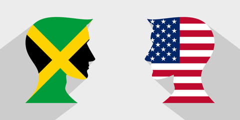 face to face concept. usa vs jamaica. vector illustration