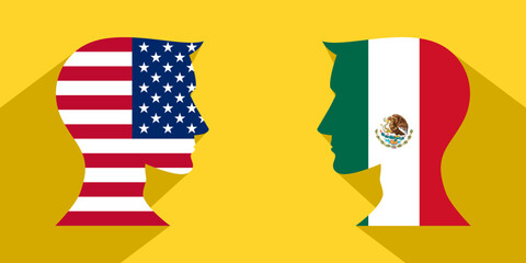 face to face concept. usa vs mexico. vector illustration