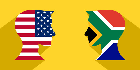 face to face concept. usa vs south africa. vector illustration