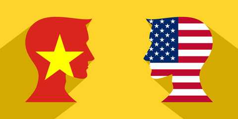 face to face concept. usa vs vietnam. vector illustration