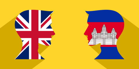 Fototapeta na wymiar face to face concept. british vs cambodia. vector illustration