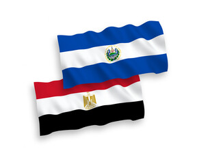 Flags of Republic of El Salvador and Egypt on a white background