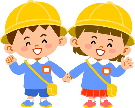 笑顔の幼稚園児の男の子と女の子のイラスト Stock ベクター Adobe Stock