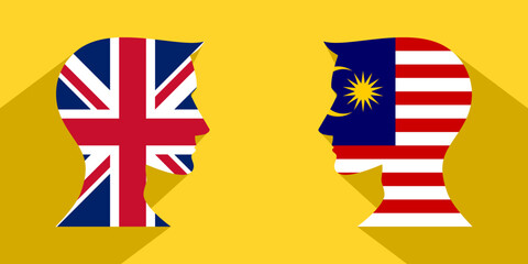 face to face concept. british vs malaysia. vector illustration 