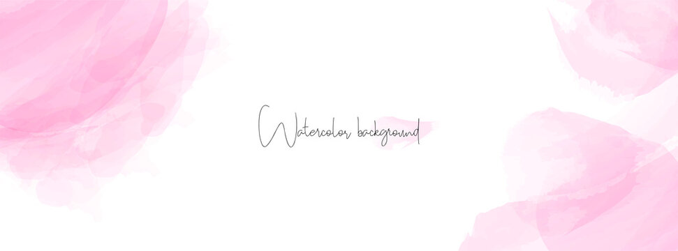 Pink watercolor abstract background. Vector long minimal banner for facebook cover, header design template. Trendy beauty backdrop
