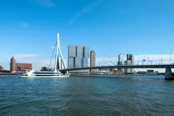 Papier Peint photo autocollant Pont Érasme Rotterdam, Hollande du Sud, Pays-Bas