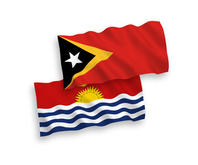 Flags of Republic of Kiribati and East Timor on a white background