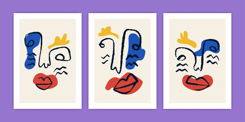 Set of Abstract Face Collection for Poster Design