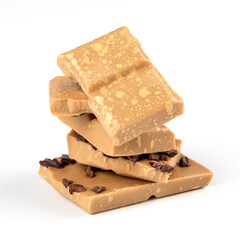 golden chocolate bar isolated on white