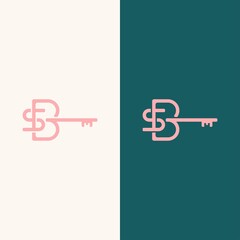 Initial logo vector letter SB, combined with key shapes, modern and clean elegant design.