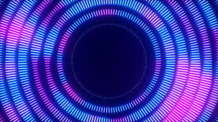 Visualization of a glowing circle. Pink blue 3d illustration