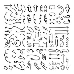 Arrow doodle collection. Hand drawn set of arrows.
