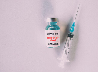 Covid-19 coronavirus vaccine booster shot on the white background