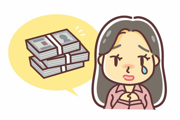 お金を無心する女性のイラスト（300万円・詐欺師）