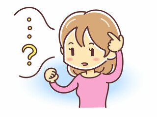 もの忘れをする若い女性のイラスト（若年性痴呆症・認知機能）