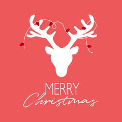 Fototapeta na wymiar Silhouette of reindeer head in flat design. Merry Christmas festival celebration concept vector. Season greetings.