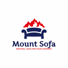 Unique furniture logo with the concept of combining sofas and mountains.