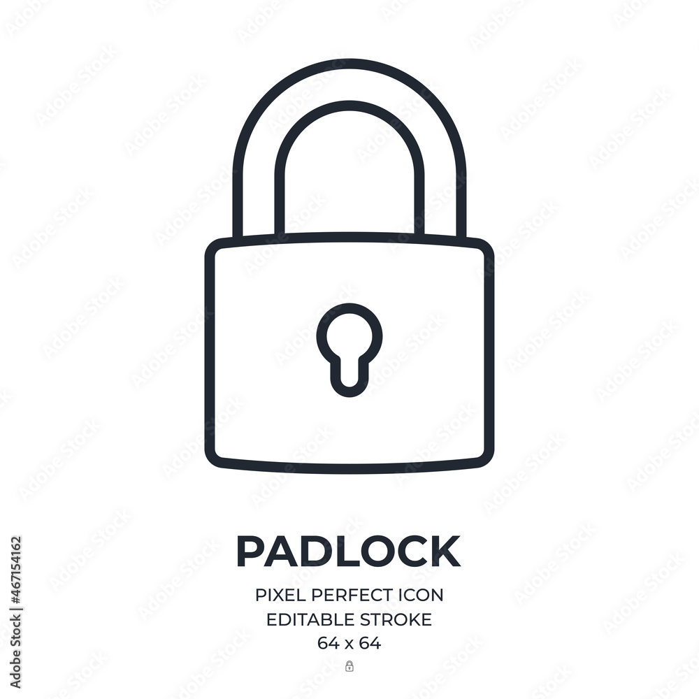 Canvas Prints padlock editable stroke outline icon isolated on white background flat vector illustration. pixel pe