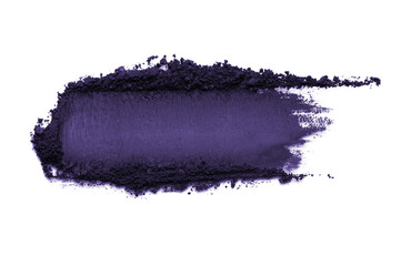 Gorgeous mystic purple crushed eyeshadows on white background close view from above. Decorative...