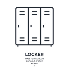 Locker editable stroke outline icon isolated on white background flat vector illustration. Pixel perfect. 64 x 64.