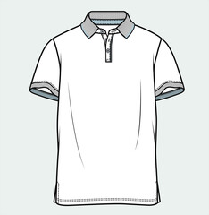Polo shirt VECTOR, Short sleeve men t-shirt flat Sketch, technical drawing, t shirt VECTOR ILLUSTRATION. You can use it as a base in your collection, color it as you like and place your print pattern.