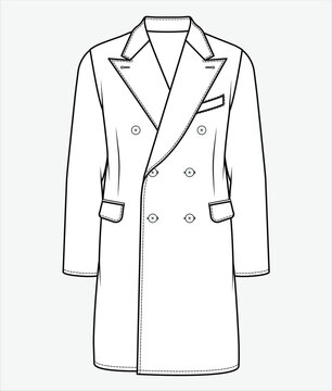 Men's coat VECTOR, trench coat, OUTER Fashion technical drawings flat Sketches vector template