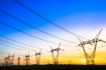 Electric power lines coming out from a substation at Foz do Iguazu, Parana State, Brazil