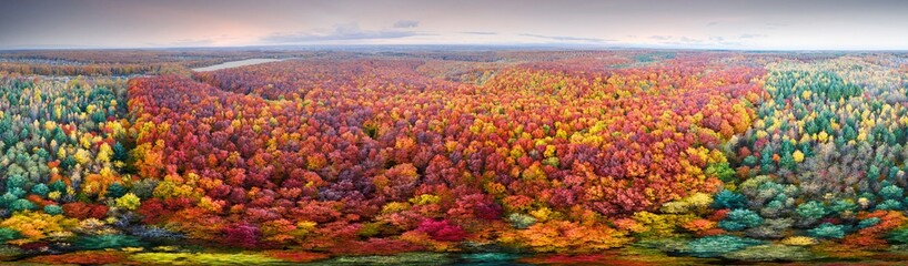 Autumn forest in the Carpathians, copter.