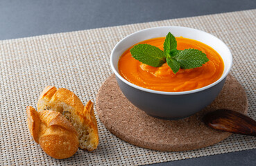 Pumpkin soup and bread