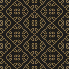 Abstract pattern geometric ornament on black background. Seamless background for wallpaper, textures.