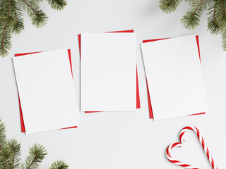 christmas greeting card mockup, three cards mockup