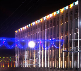 Holiday decorations of Lenin street in Vitebsk. Belarus