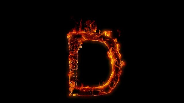 Super Slow Motion Shot of Burning Letter D Isolated on Black Background at 1000 fps.