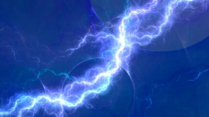Blue fractal lightning background, electrical abstract