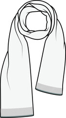 Scarf vector drawing, clothing accessories, Tie vector, illustration, icon, knitting scarf flat sketch