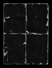 Old Black Empty Aged Damaged Paper Poster Cardboard Photo Card. Rough Grunge Shabby Scratched Torn...