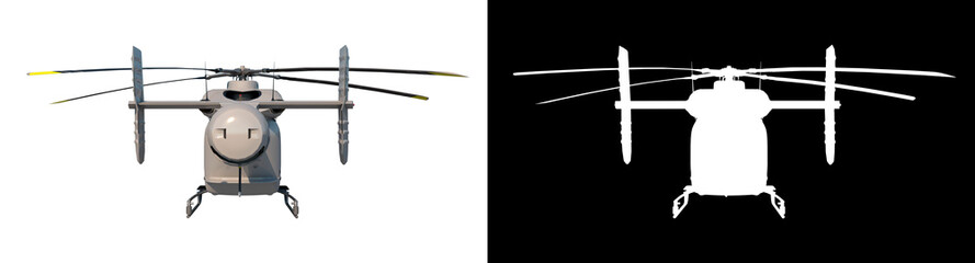 Helicopter 3- Back view white background alpha png 3D Rendering Ilustracion 3D	
