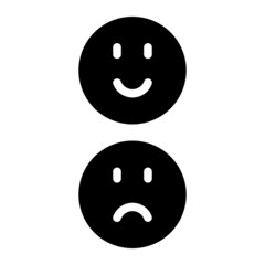Feedback icon with smile and sad emoticon
