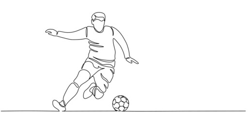 Vector illustration. Football. Ball. A celebration of football. Drawing one line